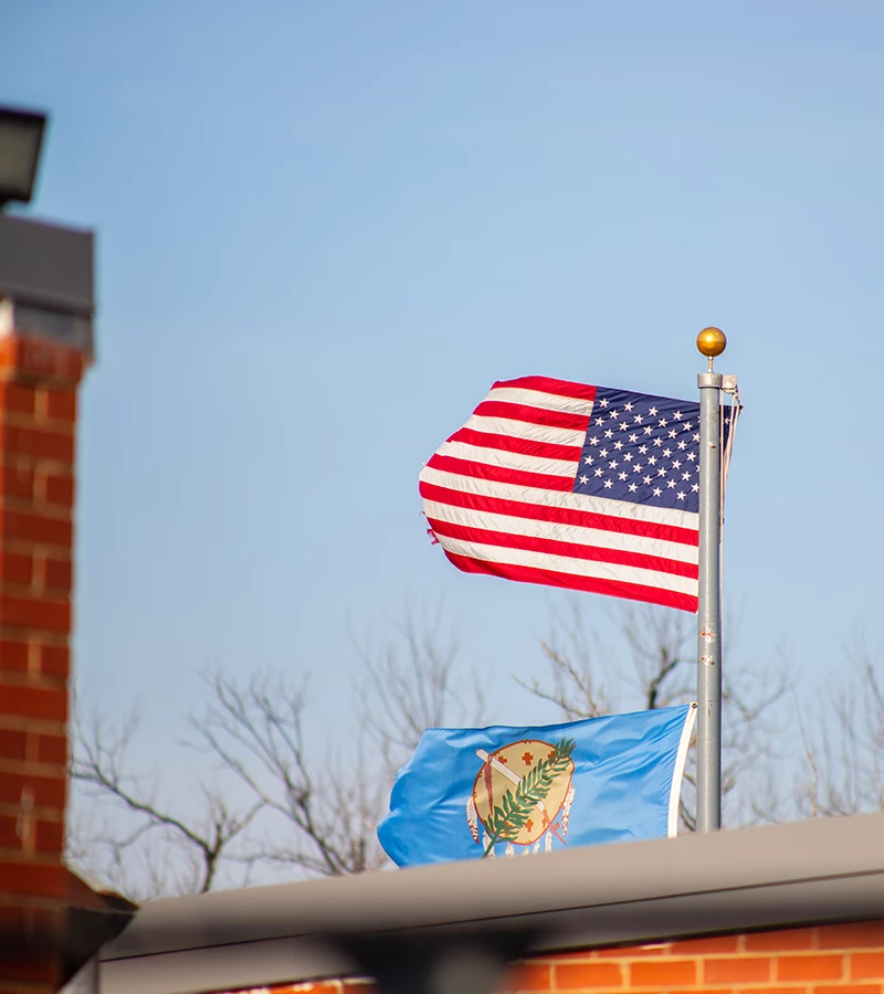 American and Oklahoma flags